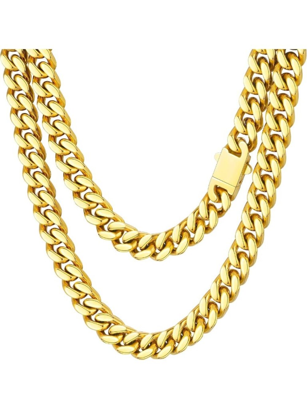7MM Miami Cuban Link Chain Necklace for Men - 14K Gold/Silver